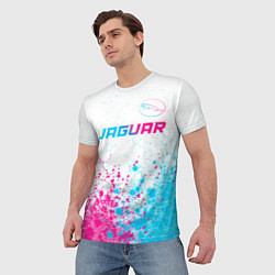 Футболка мужская Jaguar neon gradient style: символ сверху, цвет: 3D-принт — фото 2