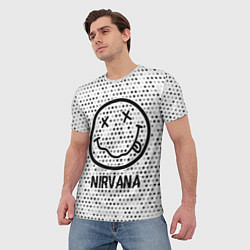 Футболка мужская Nirvana glitch на светлом фоне, цвет: 3D-принт — фото 2