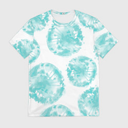 Мужская футболка Акварельные голубые био формы