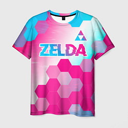 Футболка мужская Zelda neon gradient style: символ сверху, цвет: 3D-принт