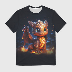 Футболка мужская Котик дракоша, цвет: 3D-принт