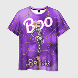 Футболка мужская Барби в костюме скелета: паутина и фиолетовый дым, цвет: 3D-принт