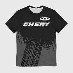 Футболка мужская Chery speed на темном фоне со следами шин: символ, цвет: 3D-принт