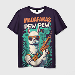 Футболка мужская Pew Pew Madafakas - лама с пистолетами, цвет: 3D-принт