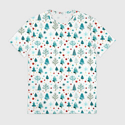 Мужская футболка Новогодние элементы елки снежинки шарики