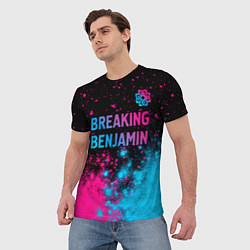 Футболка мужская Breaking Benjamin - neon gradient: символ сверху, цвет: 3D-принт — фото 2