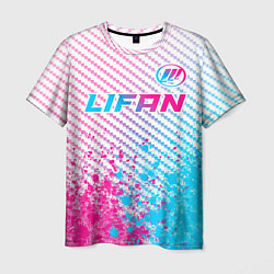 Футболка мужская Lifan neon gradient style: символ сверху, цвет: 3D-принт