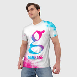 Футболка мужская Garbage neon gradient style, цвет: 3D-принт — фото 2