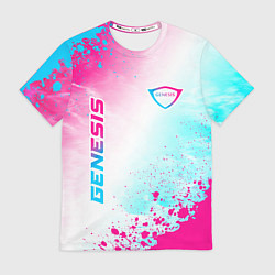 Футболка мужская Genesis neon gradient style вертикально, цвет: 3D-принт