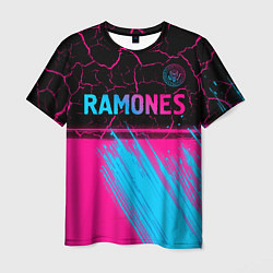 Футболка мужская Ramones - neon gradient посередине, цвет: 3D-принт