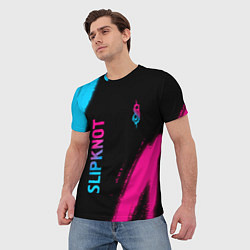 Футболка мужская Slipknot - neon gradient вертикально, цвет: 3D-принт — фото 2