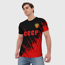 Футболка мужская СССР герб брызги красок, цвет: 3D-принт — фото 2