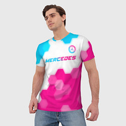 Футболка мужская Mercedes neon gradient style посередине, цвет: 3D-принт — фото 2