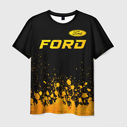 Футболка мужская Ford - gold gradient посередине, цвет: 3D-принт