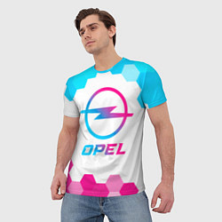 Футболка мужская Opel neon gradient style, цвет: 3D-принт — фото 2