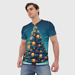 Футболка мужская Новогодняя елка с шарами, цвет: 3D-принт — фото 2