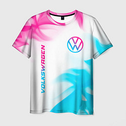 Футболка мужская Volkswagen neon gradient style вертикально, цвет: 3D-принт