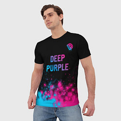 Футболка мужская Deep Purple - neon gradient посередине, цвет: 3D-принт — фото 2