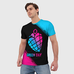 Футболка мужская Green Day - neon gradient, цвет: 3D-принт — фото 2