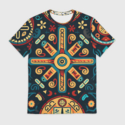 Мужская футболка Симметричный орнамент в славянском стиле