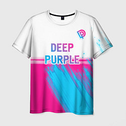 Футболка мужская Deep Purple neon gradient style посередине, цвет: 3D-принт