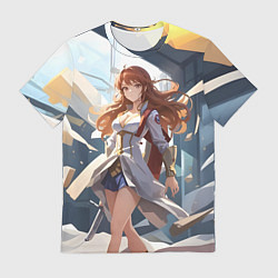 Футболка мужская Аниме девушка с мечом, цвет: 3D-принт