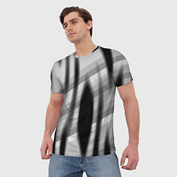 Футболка мужская Черные размытые овалы и полосы, цвет: 3D-принт — фото 2