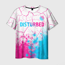 Футболка мужская Disturbed neon gradient style посередине, цвет: 3D-принт