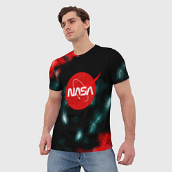 Футболка мужская NASA космос краски, цвет: 3D-принт — фото 2