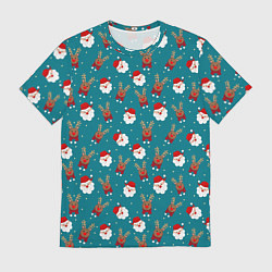 Мужская футболка Дед Мороз и олени