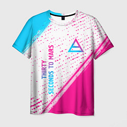 Футболка мужская Thirty Seconds to Mars neon gradient style вертика, цвет: 3D-принт