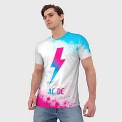Футболка мужская AC DC neon gradient style, цвет: 3D-принт — фото 2