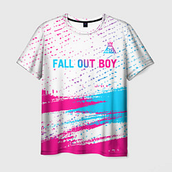 Футболка мужская Fall Out Boy neon gradient style посередине, цвет: 3D-принт