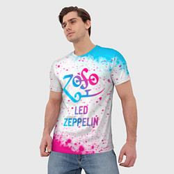 Футболка мужская Led Zeppelin neon gradient style, цвет: 3D-принт — фото 2