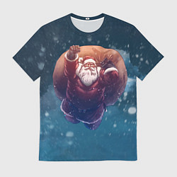 Футболка мужская Летящий Санта, цвет: 3D-принт