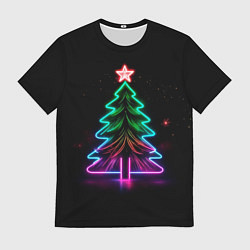 Футболка мужская Неоновая ёлка, цвет: 3D-принт