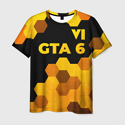 Футболка мужская GTA 6 - gold gradient посередине, цвет: 3D-принт