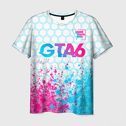 Футболка мужская GTA6 neon gradient style посередине, цвет: 3D-принт