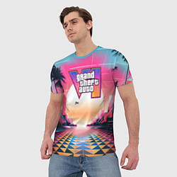 Футболка мужская GTA 6 retro abstract logo, цвет: 3D-принт — фото 2
