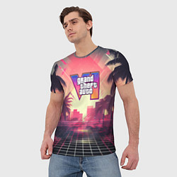 Футболка мужская GTA 6 retro abstract logo, цвет: 3D-принт — фото 2