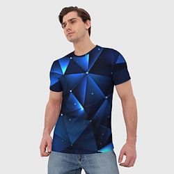Футболка мужская Синяя геометрическая абстракция, цвет: 3D-принт — фото 2