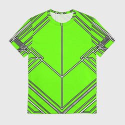 Мужская футболка Белые полосы на зелёном фоне