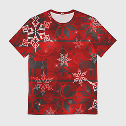 Мужская футболка Рождественские узоры снежинки