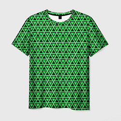 Футболка мужская Зелёные и чёрные треугольники, цвет: 3D-принт
