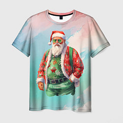 Футболка мужская Санта в стильном костюме, цвет: 3D-принт