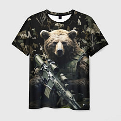 Футболка мужская Медведь солдат с винтовкой, цвет: 3D-принт