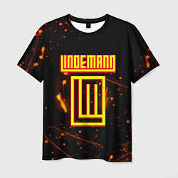 Футболка мужская Тилль Линдеманн огненное лого бенд, цвет: 3D-принт