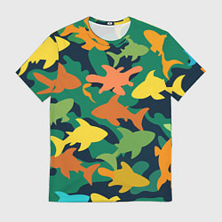 Футболка мужская Камуфляж силуэты рыбок, цвет: 3D-принт