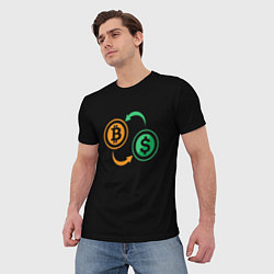 Футболка мужская Криптовалюта биткоин и доллар, цвет: 3D-принт — фото 2