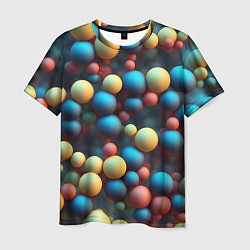 Футболка мужская Разноцветные шарики молекул, цвет: 3D-принт